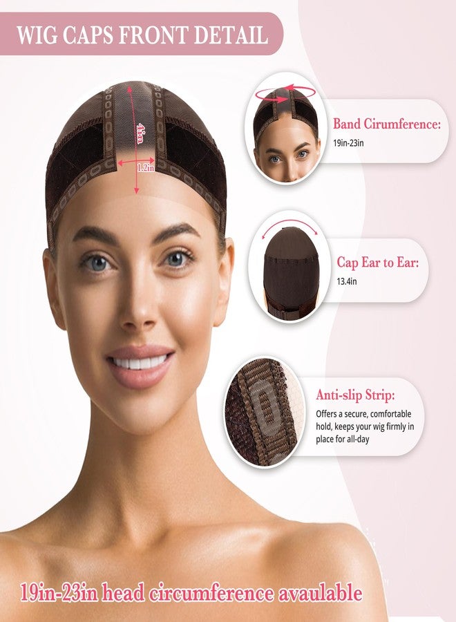 Qeedy Wig Caps for Women Non Slip with Elastic Bands and Bobby Pins - All-in-1 Wig Cap for Lace Front Wigs - Stretchy Nylon Dome Cap for Daily Use and Cosplay - Breathable Wig Accessories Set (Brown) - Image 2